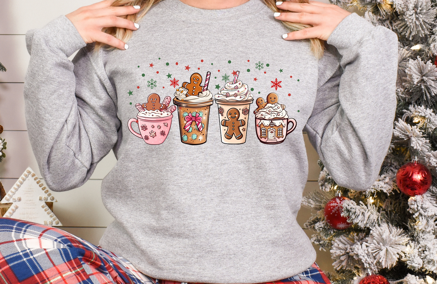 Pink Gingerbread Coffee Sweatshirt – Gildan 18000 Christmas Crewneck