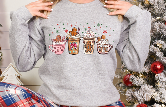 Pink Gingerbread Coffee Sweatshirt – Gildan 18000 Christmas Crewneck
