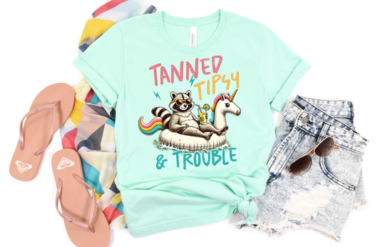 Tanned and Tipsy and Trouble, Women's Apparel, Women's Tee Shirt