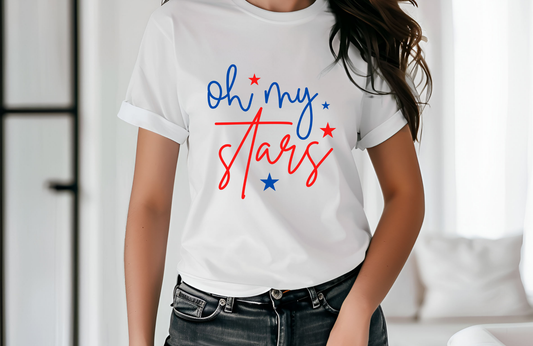Oh My Stars, Fourth of July Tee Shirt, Unisex Shirt, American Flag Shirt, 4th of July Apparel