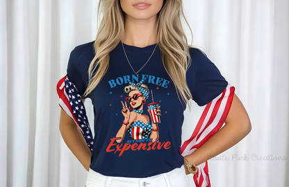 Born Free But Now I'm Expensive Tee – Vintage Patriotic Graphic on Unisex Bella + Canvas Shirt