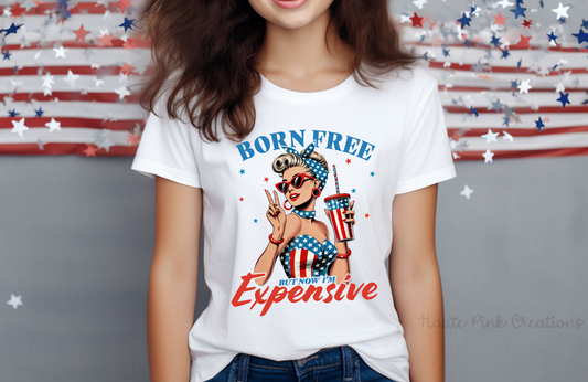 Born Free But Now I'm Expensive Tee – Vintage Patriotic Graphic on Unisex Bella + Canvas Shirt