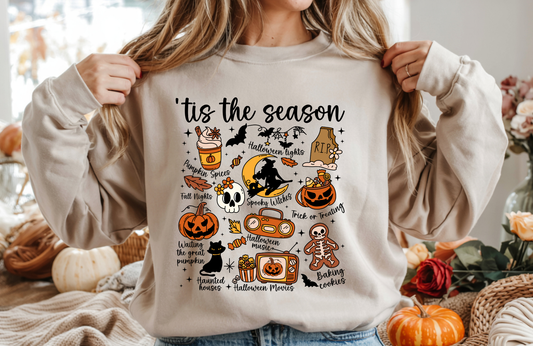 Halloween Doodle Sweatshirt – Gildan 18000 Unisex Fall Crewneck - Fall Sweatshirt - Spooky Season