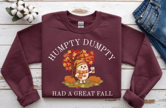 Humpty Dumpty Fall Sweatshirt – Gildan 18000 Crewneck – Funny Autumn Graphic Pullover, Cozy Fall Sweater