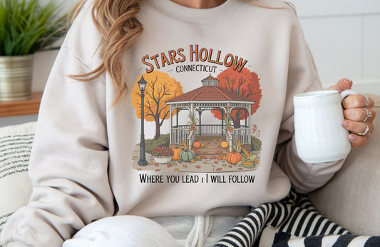 Stars Hollow Fall Scene Sweatshirt - Fall Sweatshirt- Fall Crewneck– Gildan 18000 Unisex Cozy Autumn Crewneck