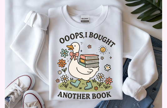 Goose Book Lover Sweatshirt – Gildan 18000 Crewneck | “Oops I Bought Another Book” Funny Reading Graphic