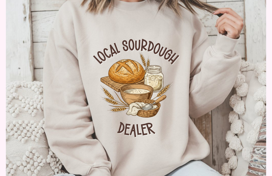 Local Sourdough Dealer Sweatshirt – Gildan 18000 Crewneck with Bread Graphic