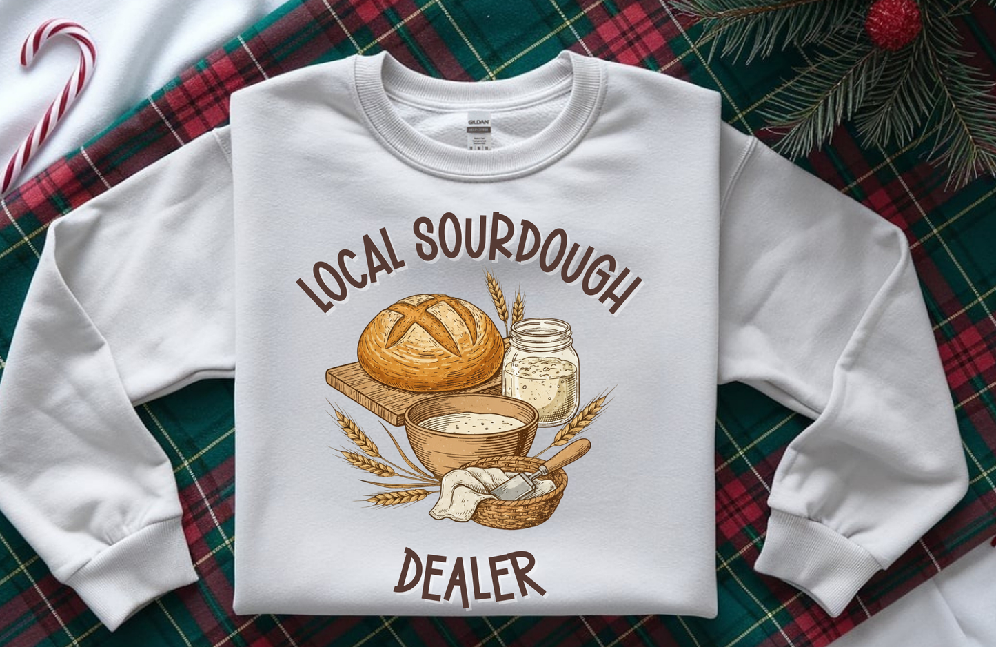 Local Sourdough Dealer Sweatshirt – Gildan 18000 Crewneck with Bread Graphic