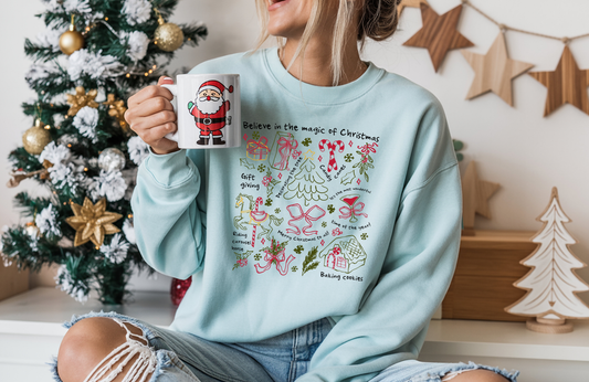 Christmas Doodle Sweatshirt – Gildan 18000 Holiday Crewneck | Cozy Winter Graphic Sweater