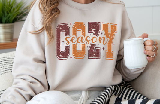 Cozy Season Sweatshirt – Fall Sweatshirt- Gildan 18000 Unisex Crewneck (DTG Printed)