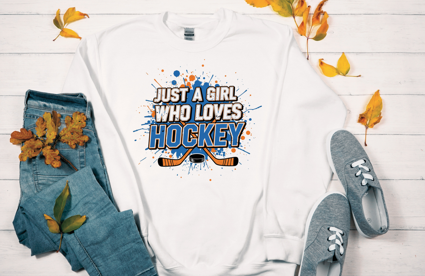 Just a Girl Who Loves Hockey Sweatshirt – Gildan 18000 Crewneck