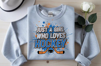 Just a Girl Who Loves Hockey Sweatshirt – Gildan 18000 Crewneck