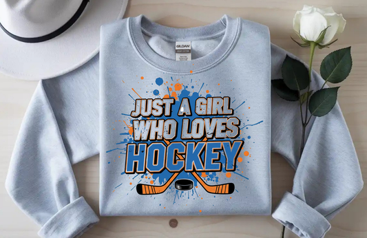 Just a Girl Who Loves Hockey Sweatshirt – Gildan 18000 Crewneck