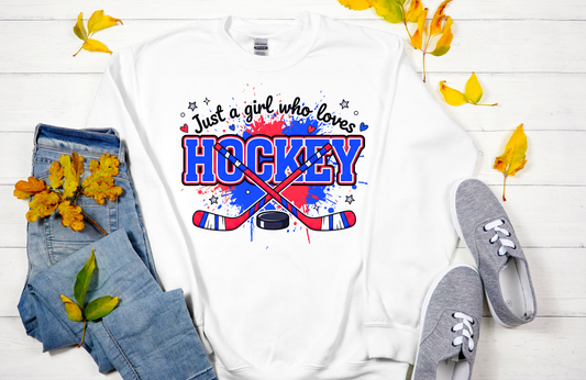 Just a Girl Who Loves Hockey Sweatshirt – Gildan 18000 Crewneck