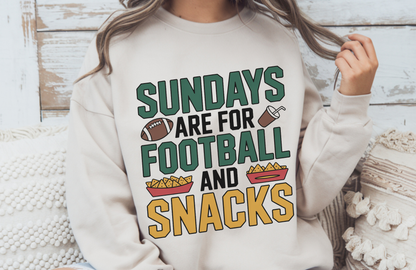 Sundays Are for Football and Snacks Sweatshirt – Gildan 18000 Cozy Fall Game Day Crewneck