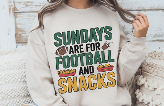 Sundays Are for Football and Snacks Sweatshirt – Gildan 18000 Cozy Fall Game Day Crewneck