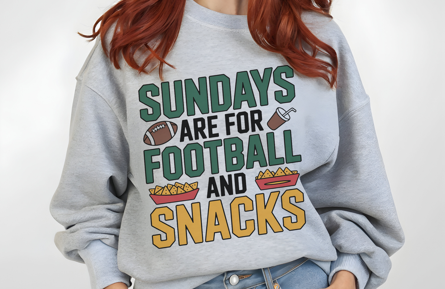 Sundays Are for Football and Snacks Sweatshirt – Gildan 18000 Cozy Fall Game Day Crewneck
