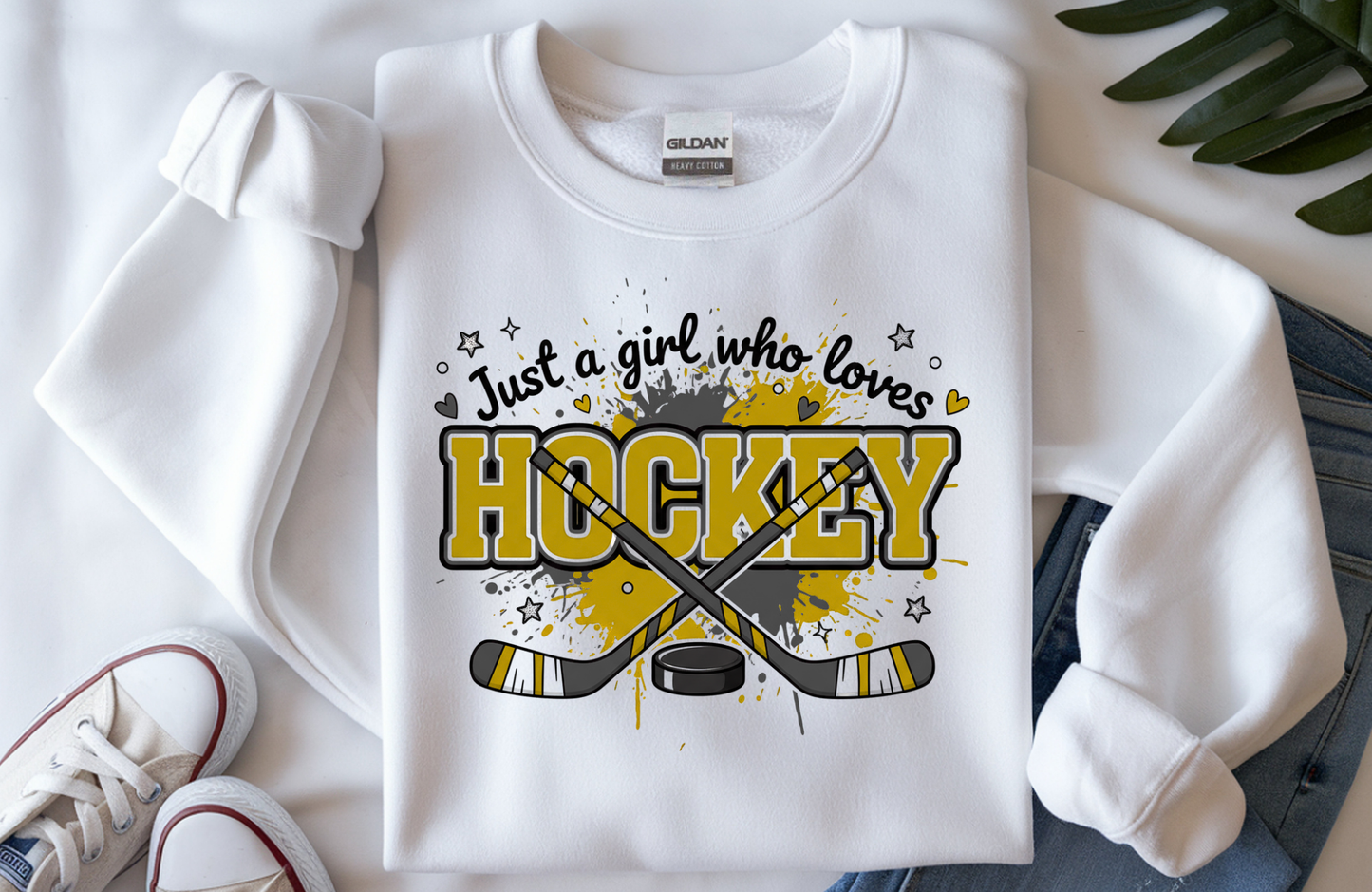 Just a Girl Who Loves Hockey Sweatshirt – Gildan 18000 Crewneck