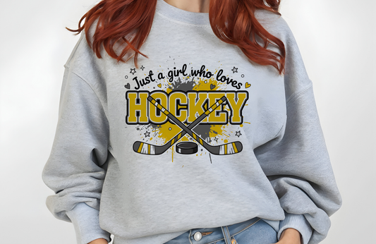 Just a Girl Who Loves Hockey Sweatshirt – Gildan 18000 Crewneck