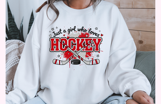 Just a Girl Who Loves Hockey Sweatshirt – Gildan 18000 Crewneck