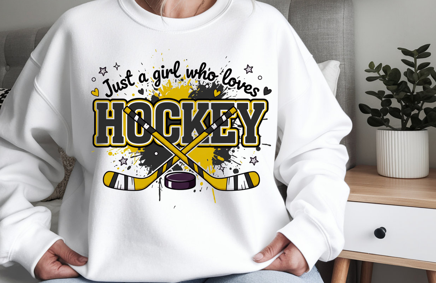 Just a Girl Who Loves Hockey Sweatshirt – Gildan 18000 Crewneck