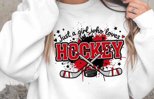 Just a Girl Who Loves Hockey Sweatshirt – Gildan 18000 Crewneck