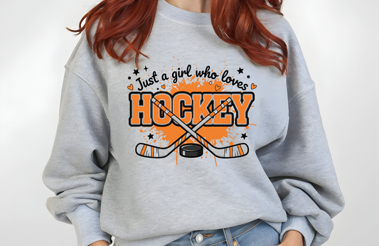 Just a Girl Who Loves Hockey Sweatshirt – Gildan 18000 Crewneck