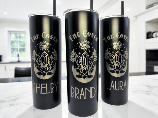 Halloween Bachelorette Party Tumblers, The Coven Spooky Cups for Witchy Celebrations, Unique Salem Theme Drinkware