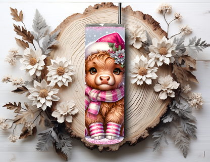 Christmas Highland Cow Tumbler | Festive Sublimated Drinkware Gift