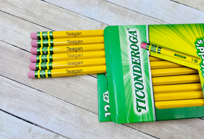 Personalized Laser Engraved Ticonderoga Pencils – Classic Yellow or Pastel Set
