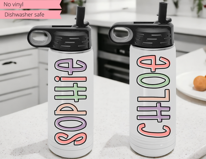 personalized white water bottles