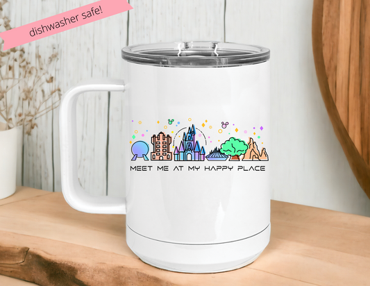 Take Me to My Happy Place 20oz Mug – Disney Parks Inspired Sublimated Stainless Steel Mug with Handle