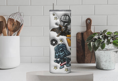 Star Wars Inspired 20oz Skinny Tumbler – Fun Sublimated Stainless Steel Cup with Straw