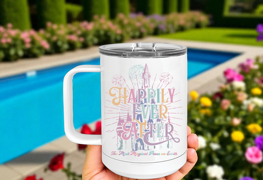 Happily Ever After 20oz Mug – Disney Castle Sublimated Stainless Steel Coffee Cup with Handle