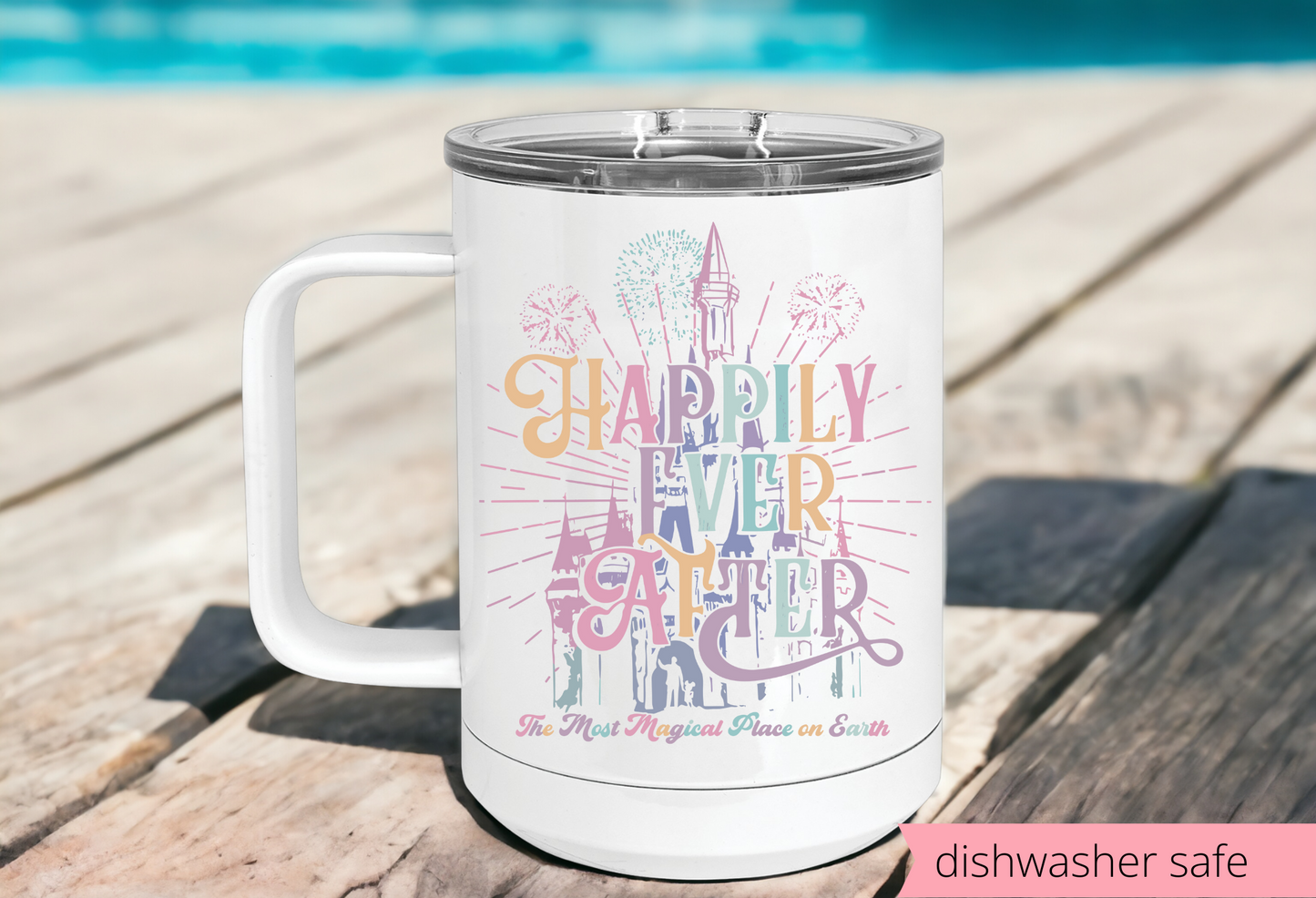 Happily Ever After 20oz Mug – Disney Castle Sublimated Stainless Steel Coffee Cup with Handle