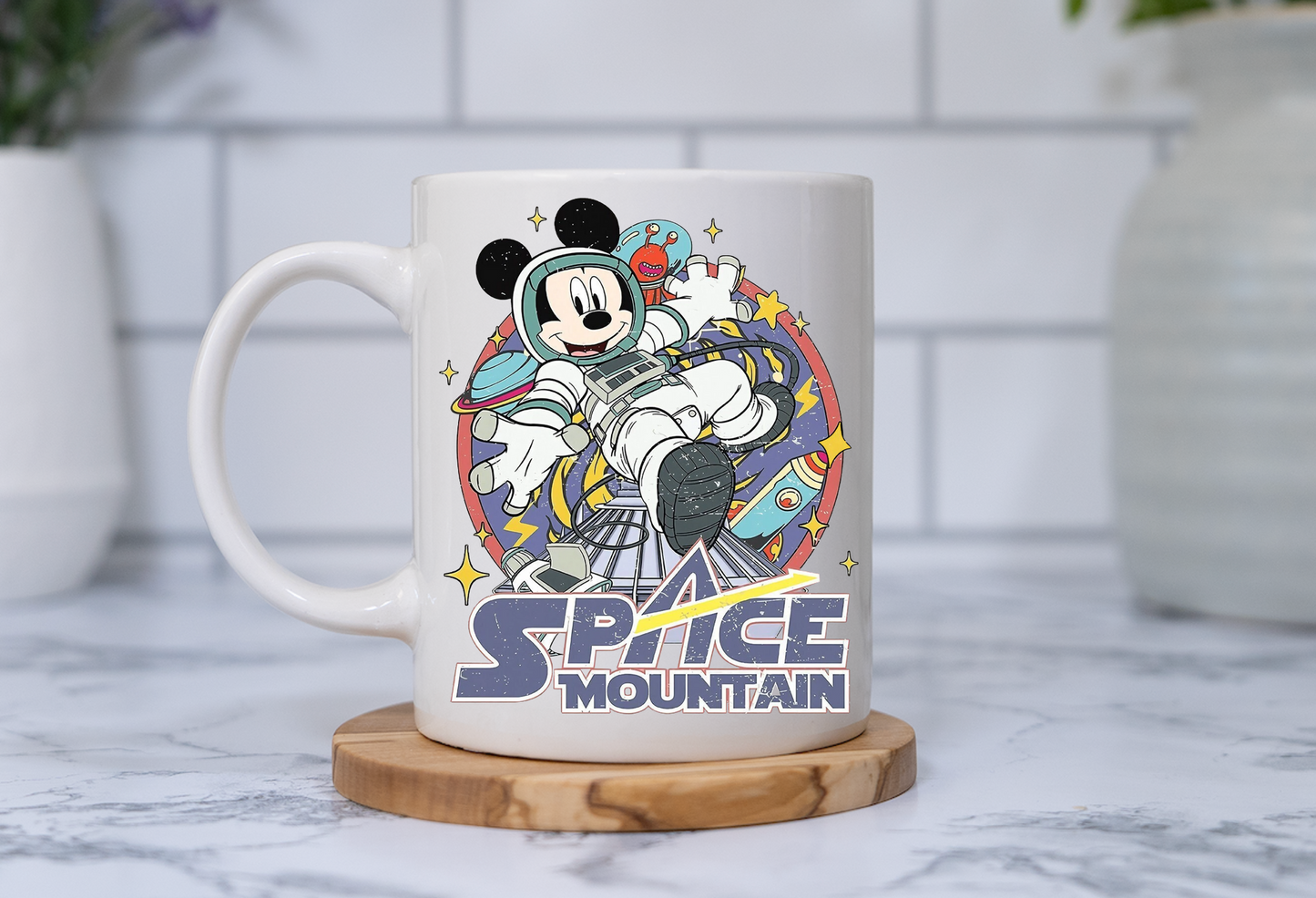 Mickey Space Mountain Disney Mug – 15 oz Ceramic Coffee Cup, Vibrant Sublimation, Disney Gifts