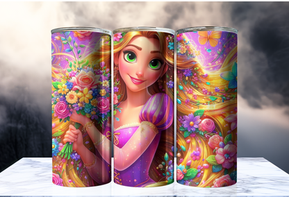 20 oz Sublimated Rapunzel Tumbler – Stainless Steel Disney Princess Cup with Lid & Straw
