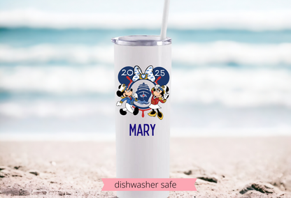 Disney Cruise Line Tumbler – 20 oz Personalized Stainless Steel, Sublimated, Custom Name, Vacation Gift