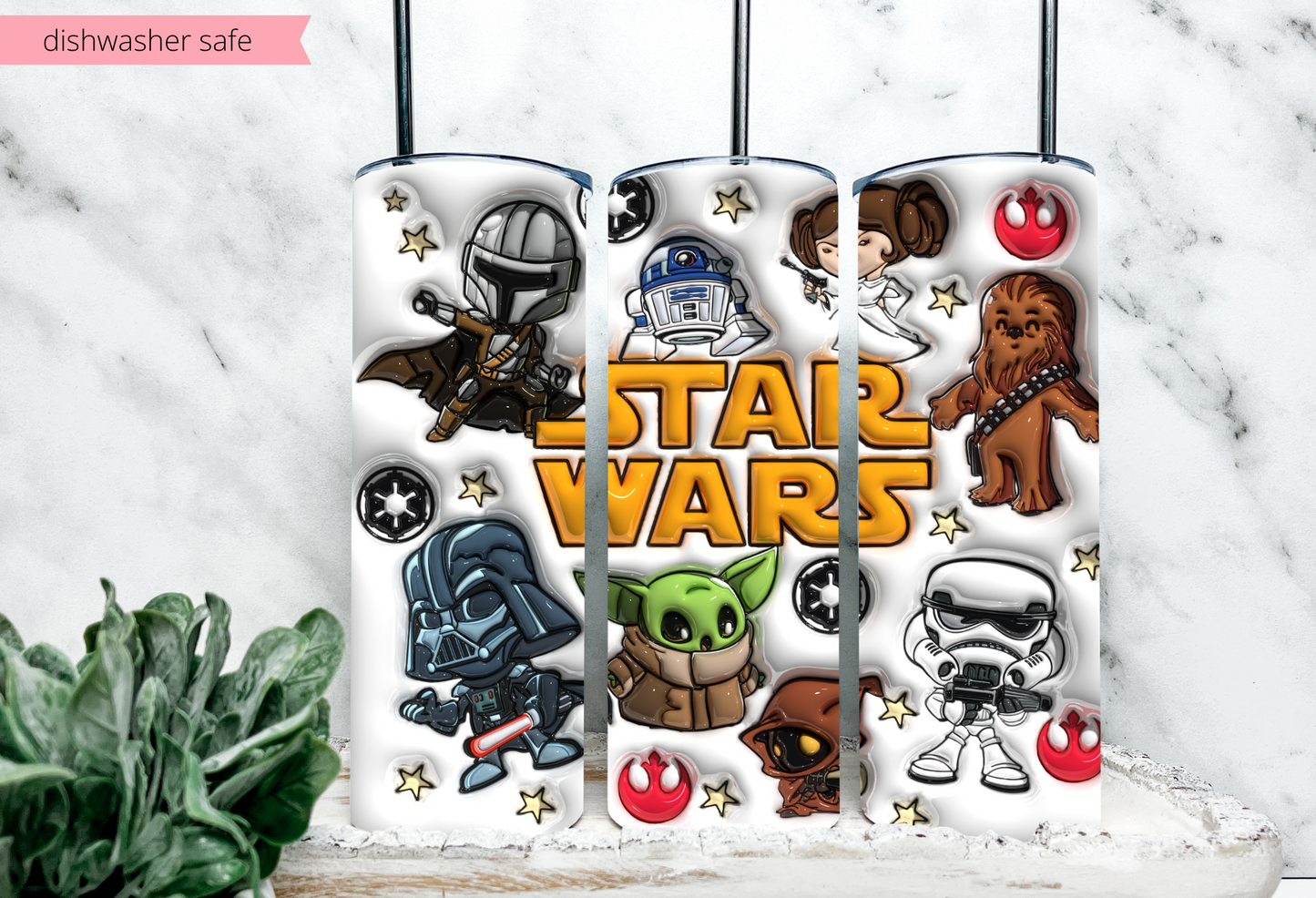 Star Wars Inspired 20oz Skinny Tumbler – Fun Sublimated Stainless Steel Cup with Straw