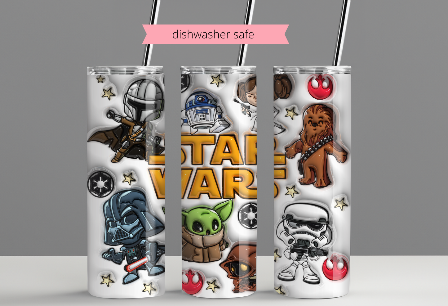 Star Wars Inspired 20oz Skinny Tumbler – Fun Sublimated Stainless Steel Cup with Straw