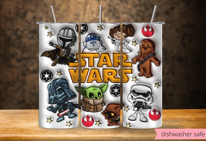Star Wars Inspired 20oz Skinny Tumbler – Fun Sublimated Stainless Steel Cup with Straw