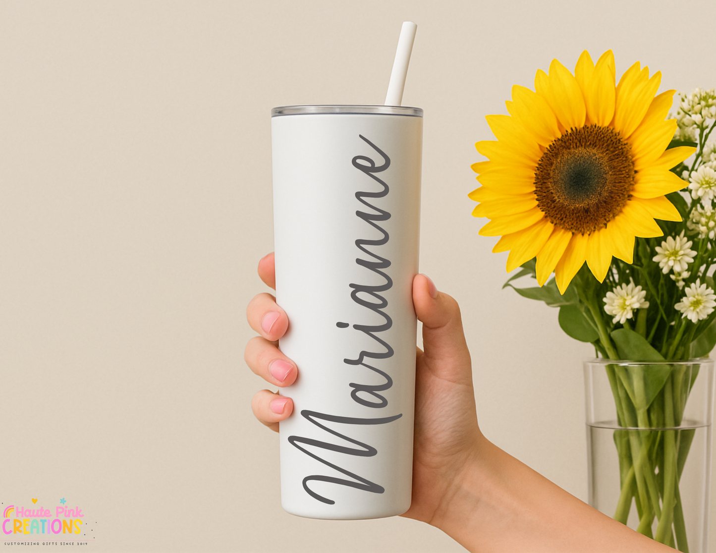 Personalized 20 oz Stainless Steel Engraved Tumbler with Straw & Slide Lid – Dishwasher Safe