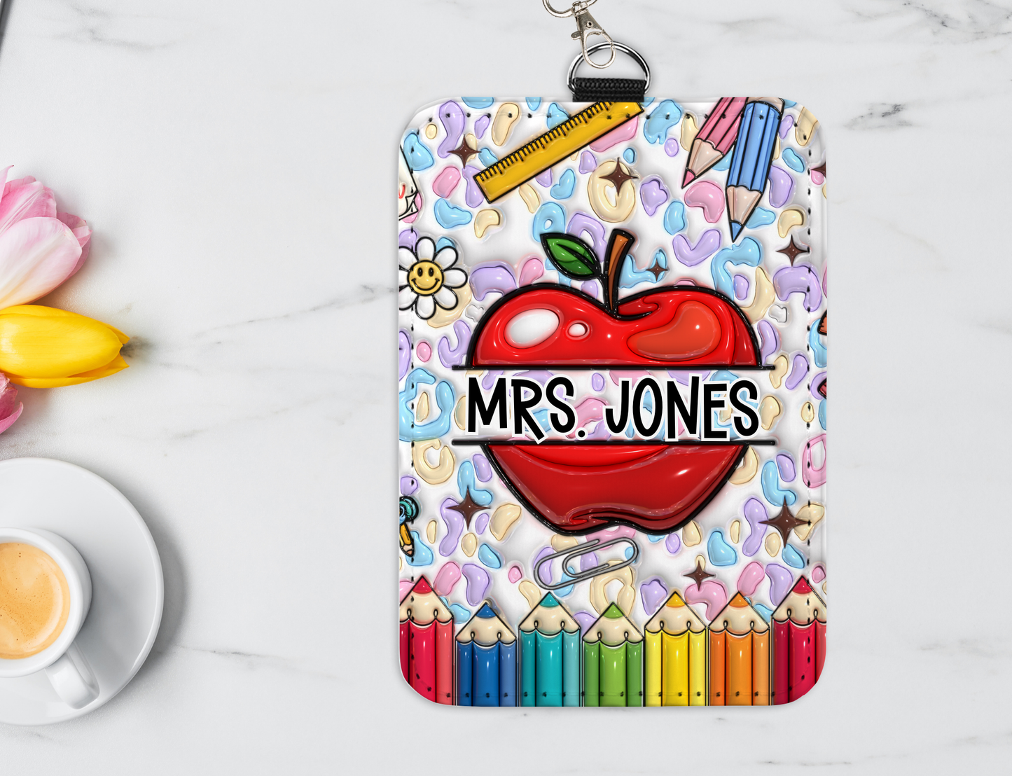 Colorful keychain with an apple design 