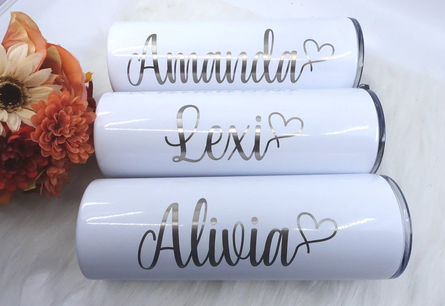 Personalized Skinny Tumbler – 20 oz Custom Stainless Steel Cup with Name & Straw